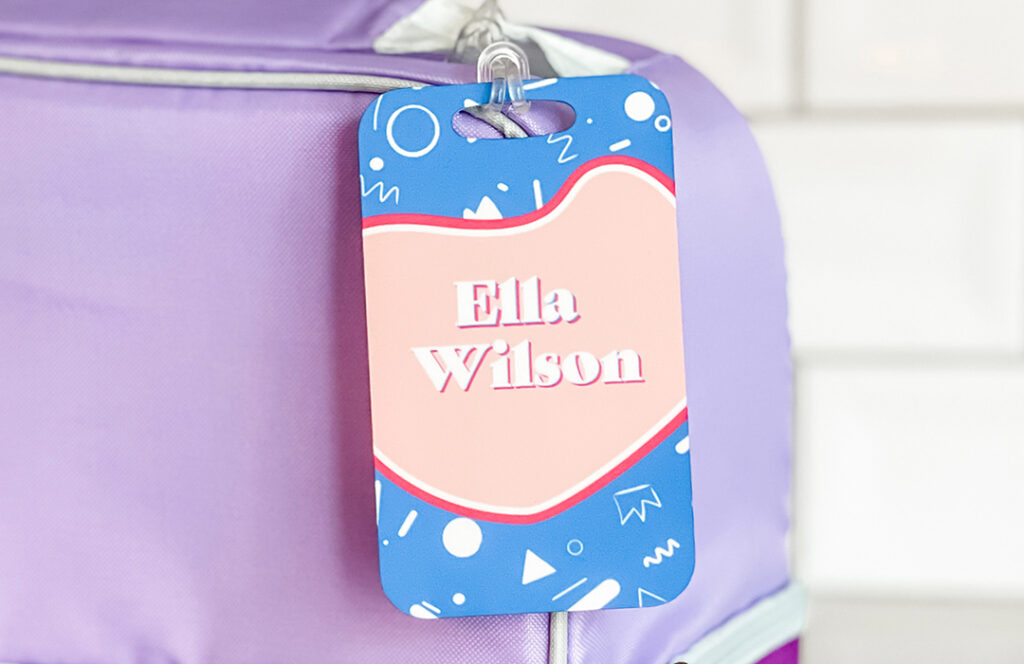 Personalized bag tag blank for back to school sublimation inspiration.